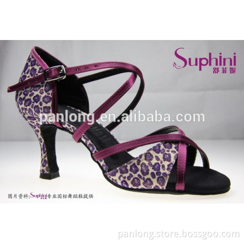 three color leopard ladies Latin dance shoes factory directly price